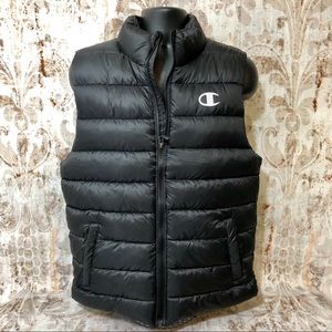 Champion Black Puffer Vest/Jacket Reflective Logo